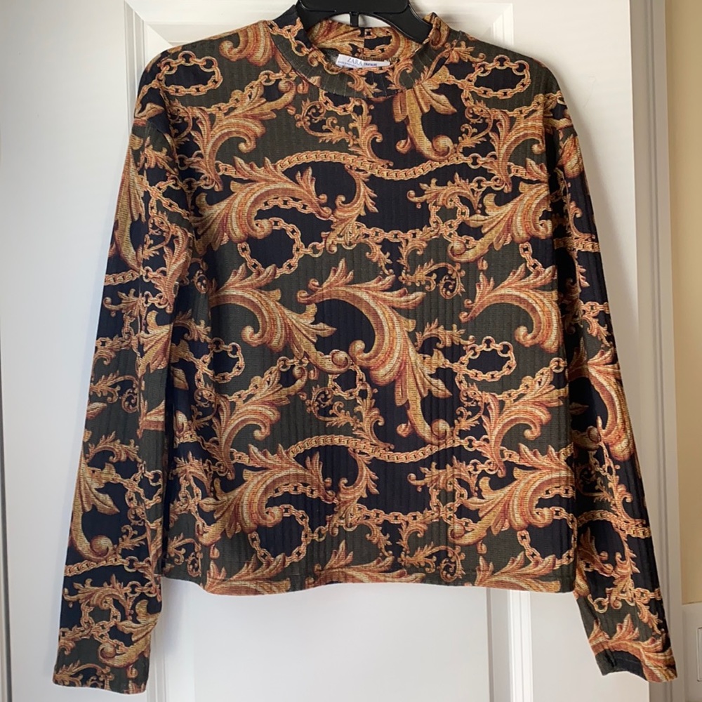 Zara Baroque Mock Turtleneck Size S
